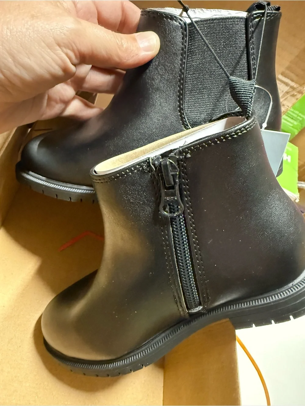 NWT Cat & Jack Black Chelsea Style Zip Ankle Boots Tanner Little Girls Size 10